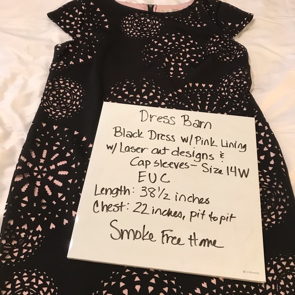 Dress Barn Black Laser Cut Shift Dress Size 14W - Picture 6 of 6